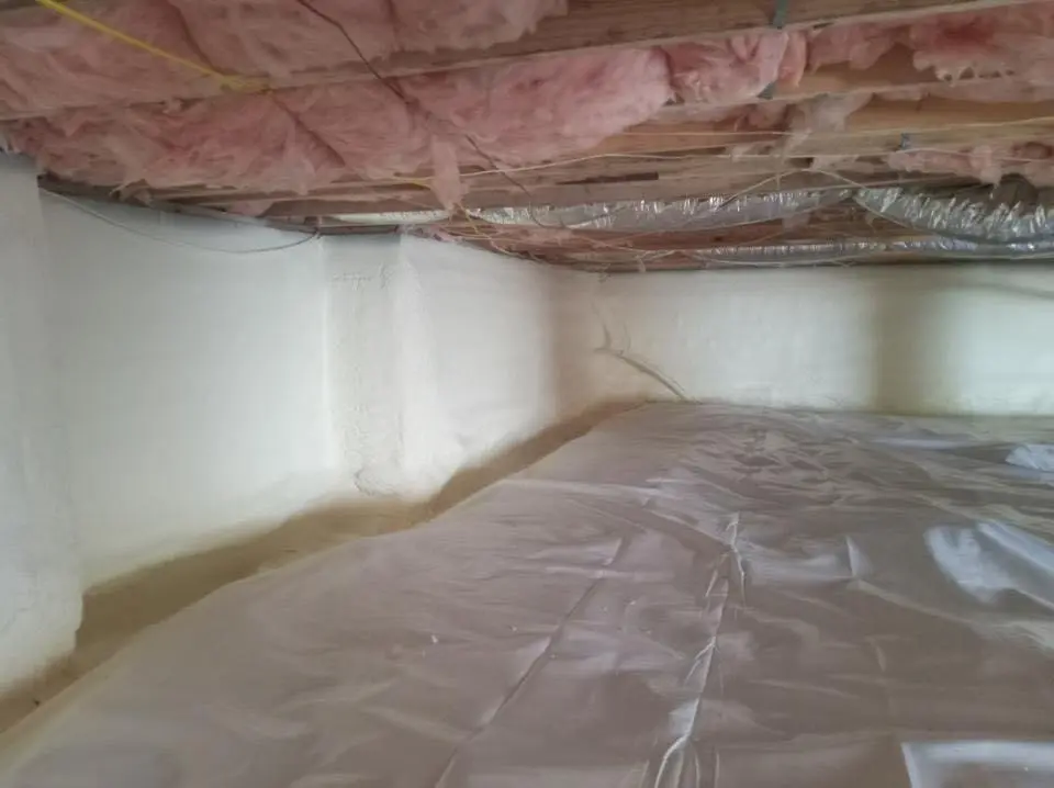 Crawl space encapsulation with closed-cell spray foam for Roof Leak Repair in Perry